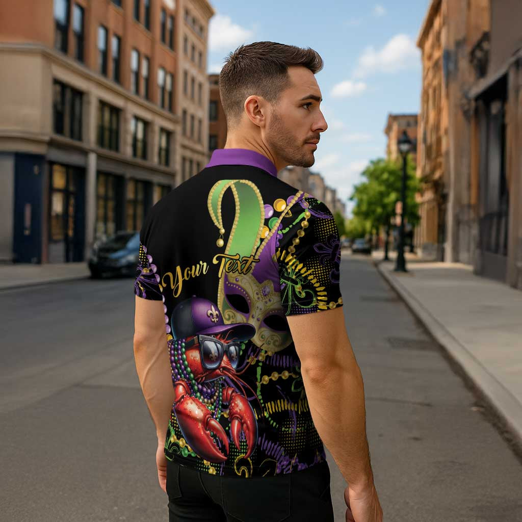 Personalized Mardi Gras Funny Shrimp Zipper Polo Shirt Fleur De Lis Special Version - Wonder Print Shop
