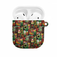 Hawaiian Santa Christmas Pattern AirPods Case Black Version - Wonder Print Shop