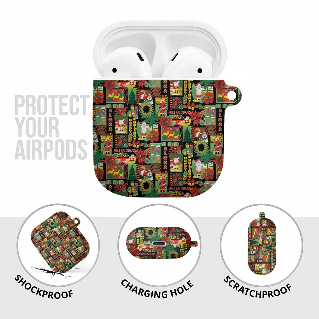 Hawaiian Santa Christmas Pattern AirPods Case Black Version - Wonder Print Shop