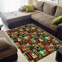 Hawaiian Santa Christmas Pattern Area Rug Black Version - Wonder Print Shop