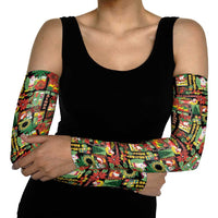 Hawaiian Santa Christmas Pattern Arm Sleeves Black Version - Wonder Print Shop