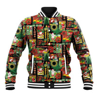 Hawaiian Santa Christmas Pattern Baseball Jacket Black Version - Wonder Print Shop