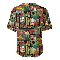 Hawaiian Santa Christmas Pattern Baseball Jersey Black Version - Wonder Print Shop