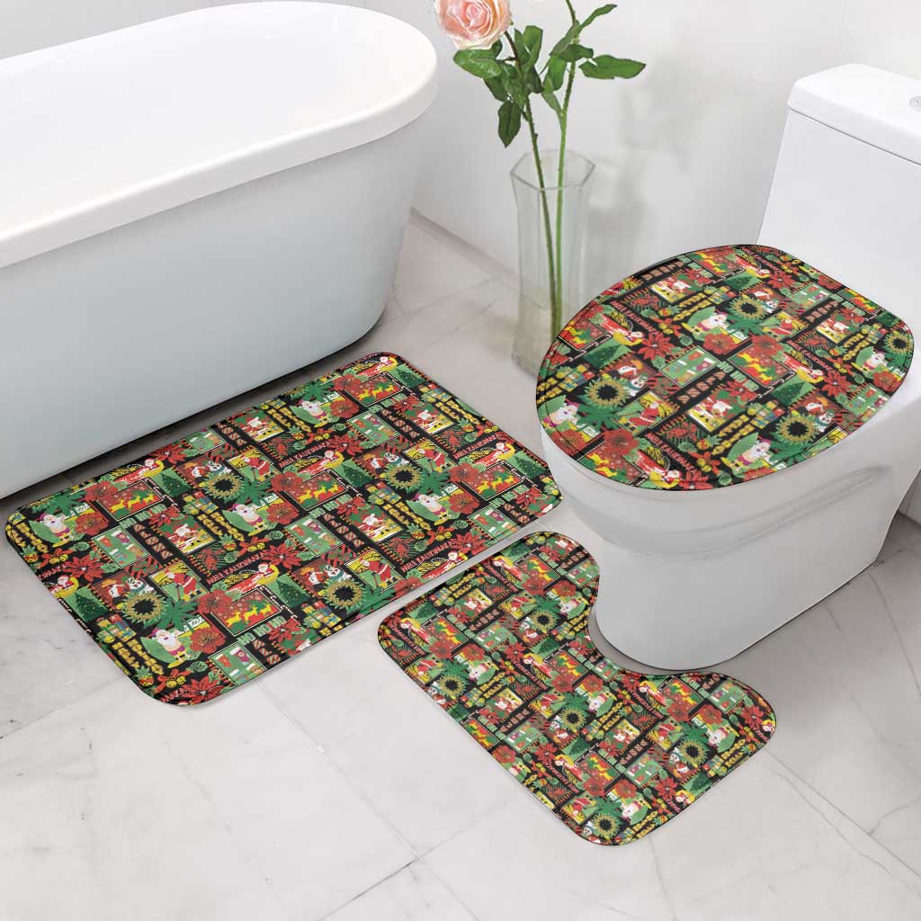 Hawaiian Santa Christmas Pattern Bathroom Set Black Version - Wonder Print Shop