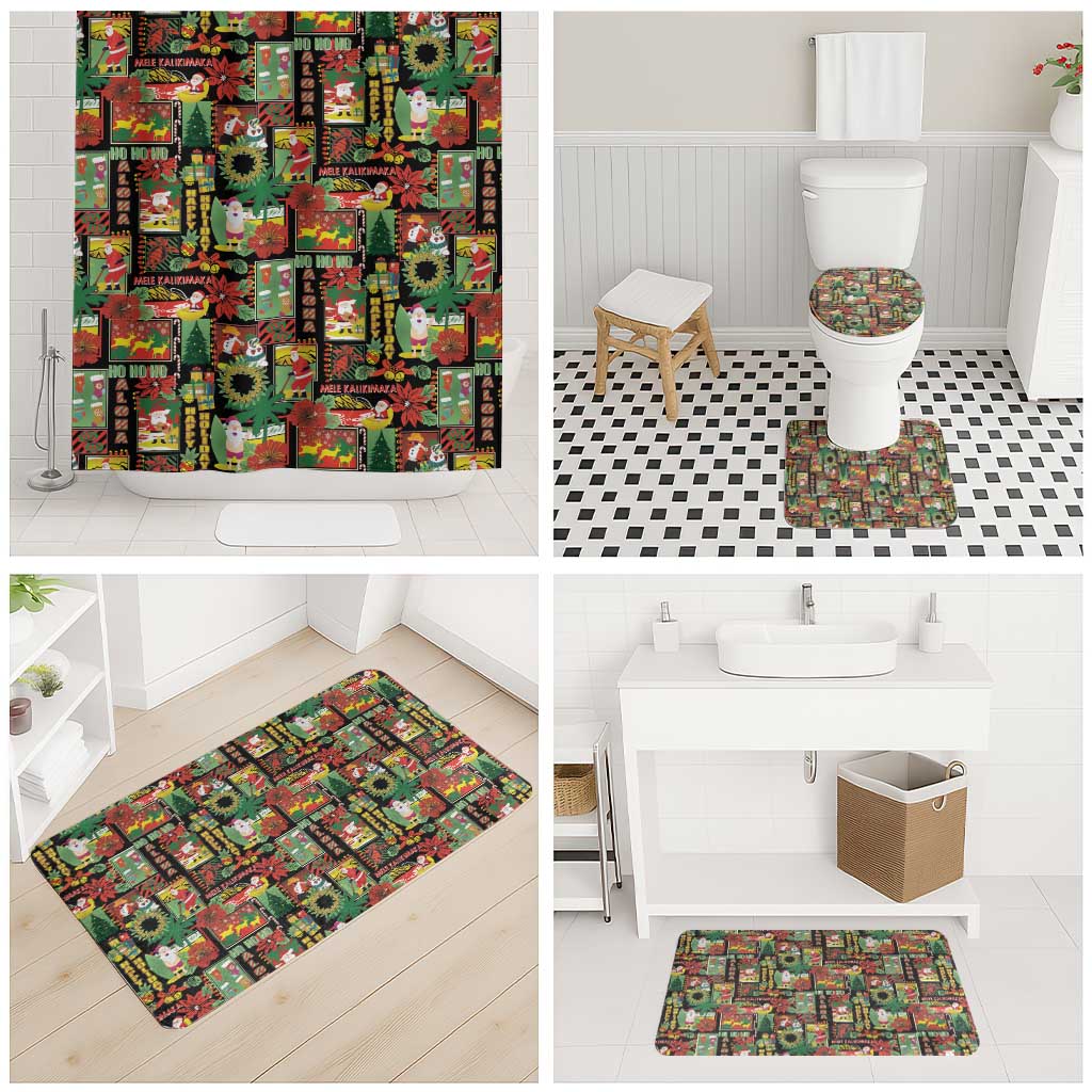 Hawaiian Santa Christmas Pattern Bathroom Set Black Version - Wonder Print Shop