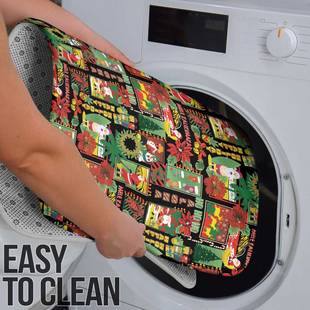 Hawaiian Santa Christmas Pattern Bathroom Set Black Version - Wonder Print Shop