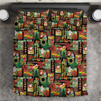 Hawaiian Santa Christmas Pattern Bedding Set Black Version - Wonder Print Shop