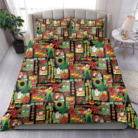 Hawaiian Santa Christmas Pattern Bedding Set Black Version - Wonder Print Shop