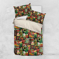Hawaiian Santa Christmas Pattern Bedding Set Black Version - Wonder Print Shop