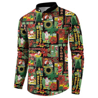 Hawaiian Santa Christmas Pattern Button Sweatshirt Black Version - Wonder Print Shop