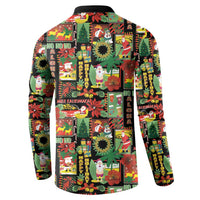 Hawaiian Santa Christmas Pattern Button Sweatshirt Black Version - Wonder Print Shop