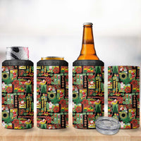 Hawaiian Santa Christmas Pattern 4 in 1 Can Cooler Tumbler Black Version - Wonder Print Shop