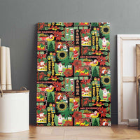 Hawaiian Santa Christmas Pattern Canvas Wall Art Black Version - Wonder Print Shop