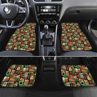 Hawaiian Santa Christmas Pattern Car Mats Black Version - Wonder Print Shop