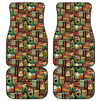 Hawaiian Santa Christmas Pattern Car Mats Black Version - Wonder Print Shop