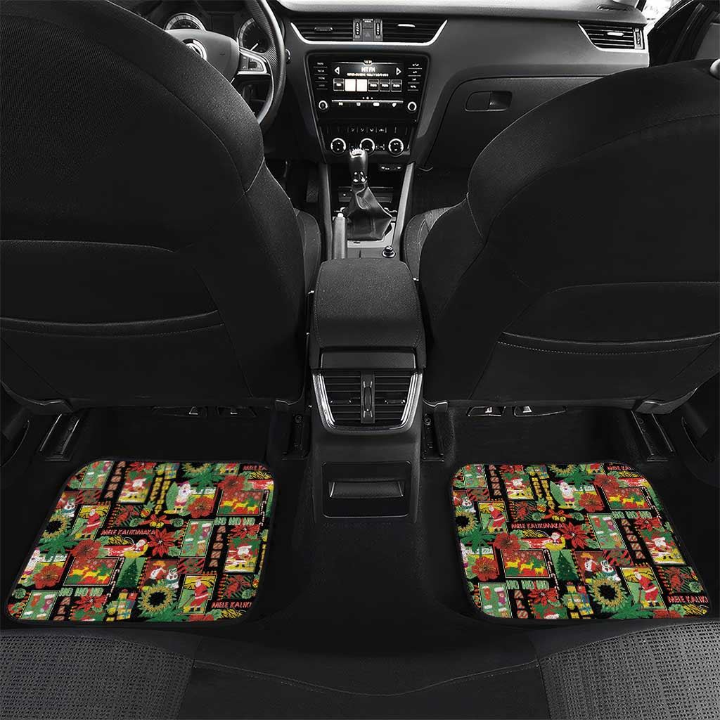 Hawaiian Santa Christmas Pattern Car Mats Black Version - Wonder Print Shop