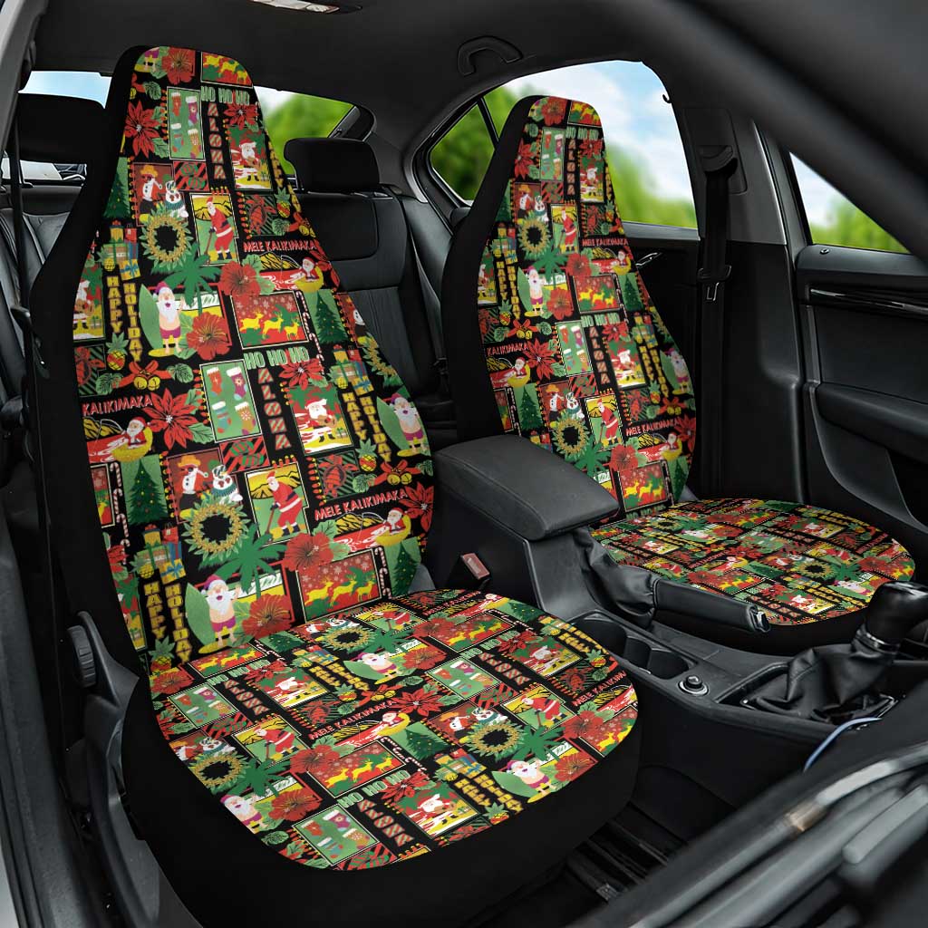 Hawaiian Santa Christmas Pattern Car Seat Cover Black Version - Wonder Print Shop