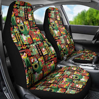 Hawaiian Santa Christmas Pattern Car Seat Cover Black Version - Wonder Print Shop