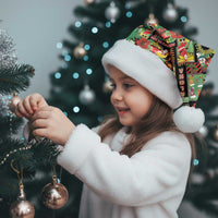 Hawaiian Santa Christmas Pattern Christmas Santa Hat Black Version - Wonder Print Shop