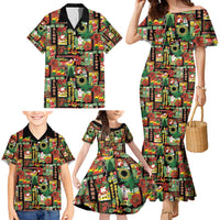 Hawaiian Santa Christmas Pattern Family Matching Mermaid Dress and Hawaiian Shirt Black Version - Wonder Print Shop