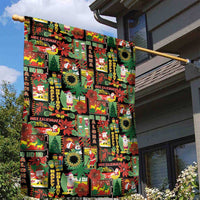 Hawaiian Santa Christmas Pattern Garden Flag Black Version - Wonder Print Shop