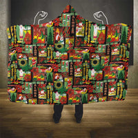 Hawaiian Santa Christmas Pattern Hooded Blanket Black Version - Wonder Print Shop