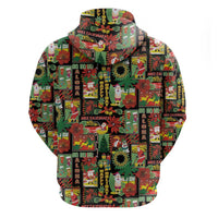 Hawaiian Santa Christmas Pattern Hoodie Black Version - Wonder Print Shop