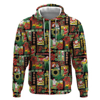 Hawaiian Santa Christmas Pattern Hoodie Black Version - Wonder Print Shop