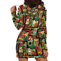 Hawaiian Santa Christmas Pattern Hoodie Dress Black Version - Wonder Print Shop