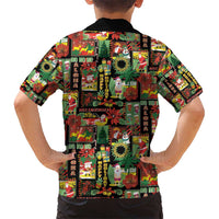 Hawaiian Santa Christmas Pattern Kid Hawaiian Shirt Black Version - Wonder Print Shop