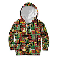 Hawaiian Santa Christmas Pattern Kid Hoodie Black Version - Wonder Print Shop