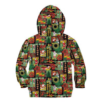 Hawaiian Santa Christmas Pattern Kid Hoodie Black Version - Wonder Print Shop