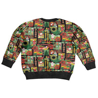 Hawaiian Santa Christmas Pattern Kid Ugly Christmas Sweater Black Version - Wonder Print Shop