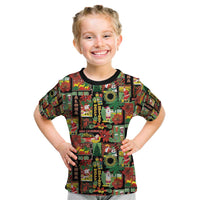 Hawaiian Santa Christmas Pattern Kid T Shirt Black Version - Wonder Print Shop
