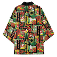Hawaiian Santa Christmas Pattern Kimono Black Version - Wonder Print Shop