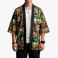 Hawaiian Santa Christmas Pattern Kimono Black Version - Wonder Print Shop