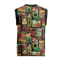 Hawaiian Santa Christmas Pattern Christmas Knitted V-Neck Vest Black Version - Wonder Print Shop
