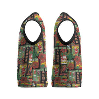 Hawaiian Santa Christmas Pattern Christmas Knitted V-Neck Vest Black Version - Wonder Print Shop