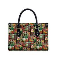 Hawaiian Santa Christmas Pattern Leather Bag Black Version - Wonder Print Shop