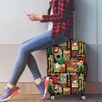 Hawaiian Santa Christmas Pattern Luggage Cover Black Version - Wonder Print Shop