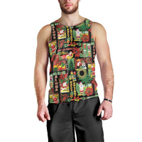 Hawaiian Santa Christmas Pattern Men Tank Top Black Version - Wonder Print Shop
