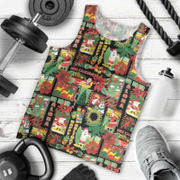 Hawaiian Santa Christmas Pattern Men Tank Top Black Version - Wonder Print Shop