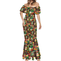 Hawaiian Santa Christmas Pattern Mermaid Dress Black Version - Wonder Print Shop
