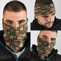 Hawaiian Santa Christmas Pattern Neck Gaiter Black Version - Wonder Print Shop