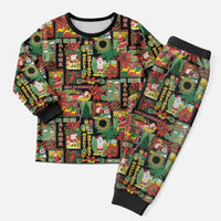 Hawaiian Santa Christmas Pattern Christmas Pajama Set Black Version - Wonder Print Shop