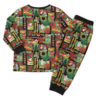 Hawaiian Santa Christmas Pattern Christmas Pajama Set Black Version - Wonder Print Shop