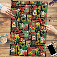 Hawaiian Santa Christmas Pattern Puzzle Black Version - Wonder Print Shop