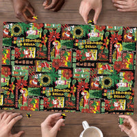 Hawaiian Santa Christmas Pattern Puzzle Black Version - Wonder Print Shop