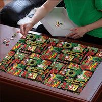 Hawaiian Santa Christmas Pattern Puzzle Black Version - Wonder Print Shop