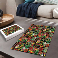 Hawaiian Santa Christmas Pattern Puzzle Black Version - Wonder Print Shop